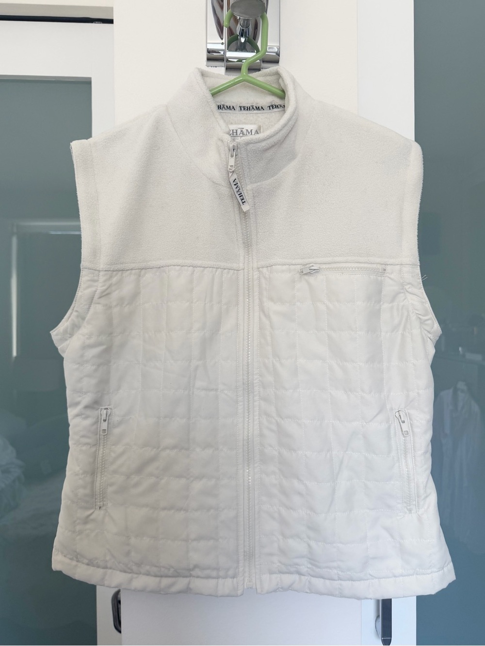 Vintage TEHAMA White Quilted & Fleece Vest